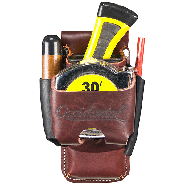 OCCIDENTAL 5522 RED LEATHER 4-IN-1 BELT WORN TOOL &amp; TAPE HOLDER